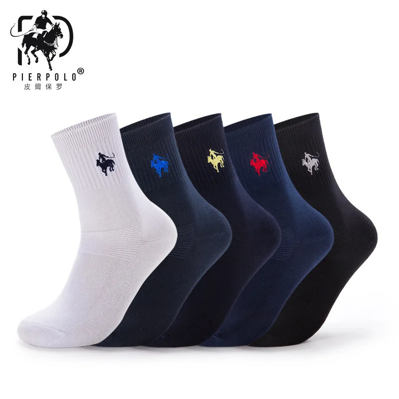 

PIER носки-поло 5 пар мужские Pantufa Calcetines мужские однотонные 100% хлопок Harajuku Happy мужские носки с деловой вышивкой Meias