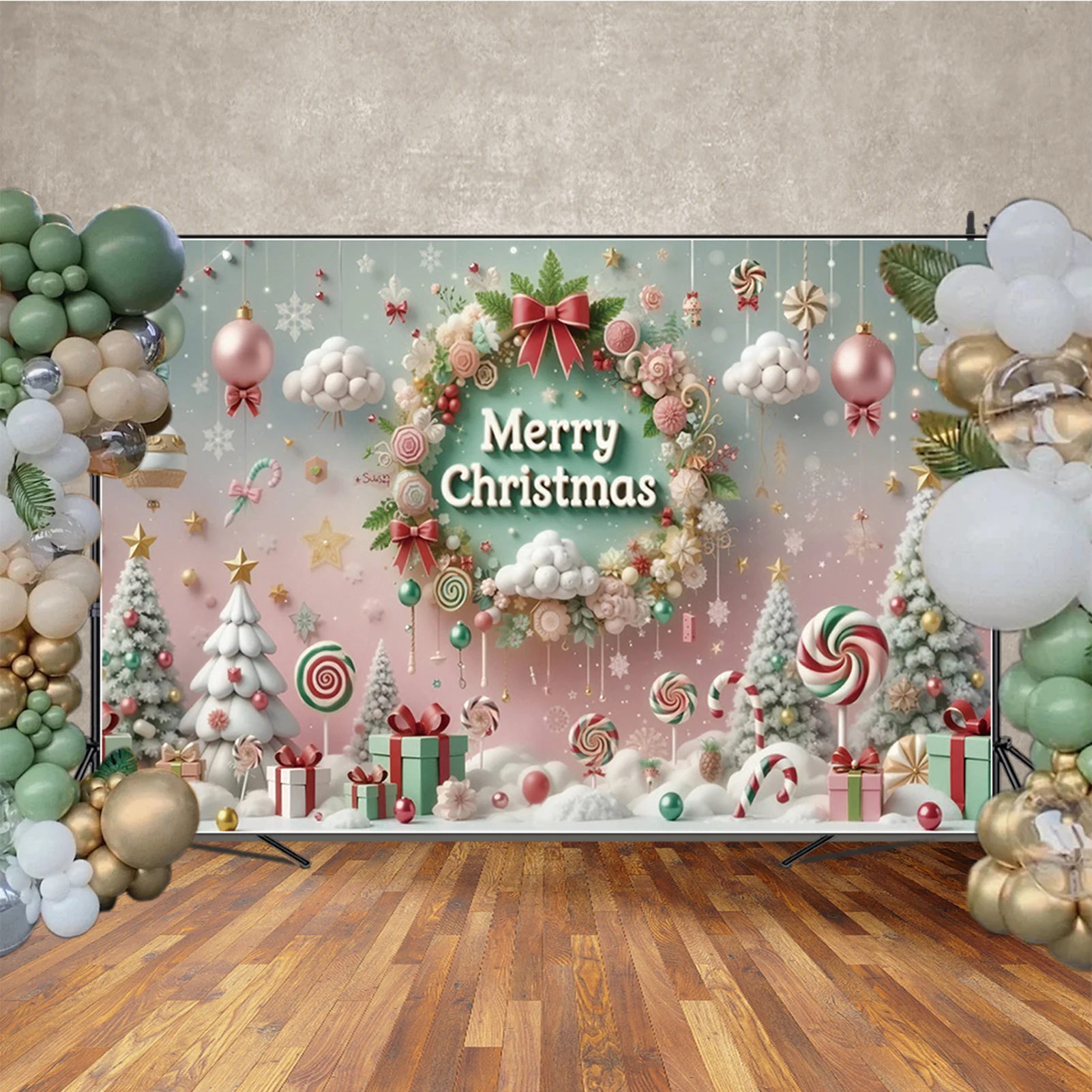 MOON.QG عيد ميلاد سعيد راية التصوير خلفية اطلاق النار الدعائم الوردي الحلوى الجنية الهدايا خلفية ورق حائط للزينة الطفل