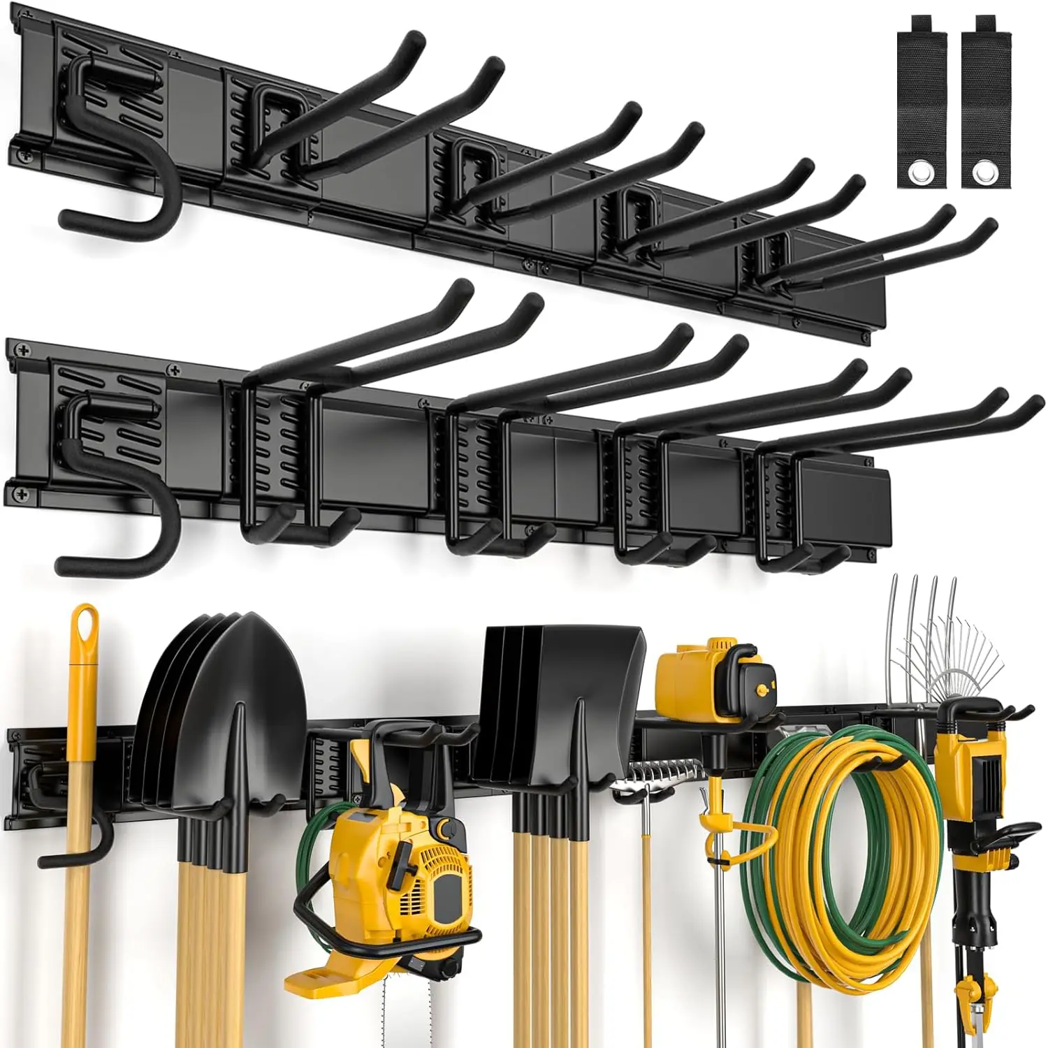 

Garage Tool Organizer Wall Mount, 16 PCS 64-inch Heavy Duty Garden Tool , Adjustable Metal Shovel Rake Hangers for Yard Tools,