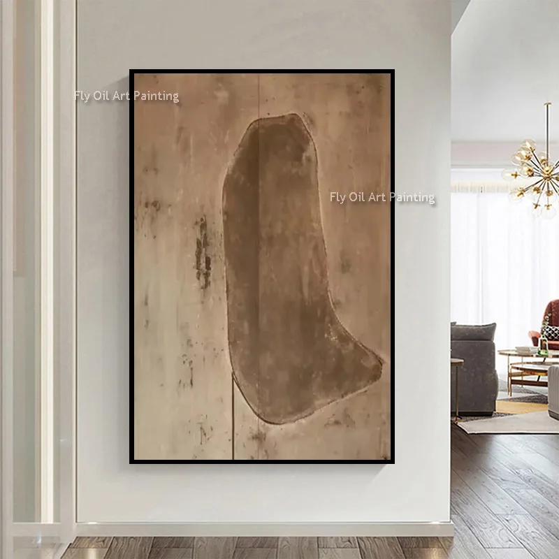 Abstract Grey Beige Simple Canvas Wall Art Handmade Large Home Hall Decor Yellow Brown Oil Painting New Design Artwork As Gifts