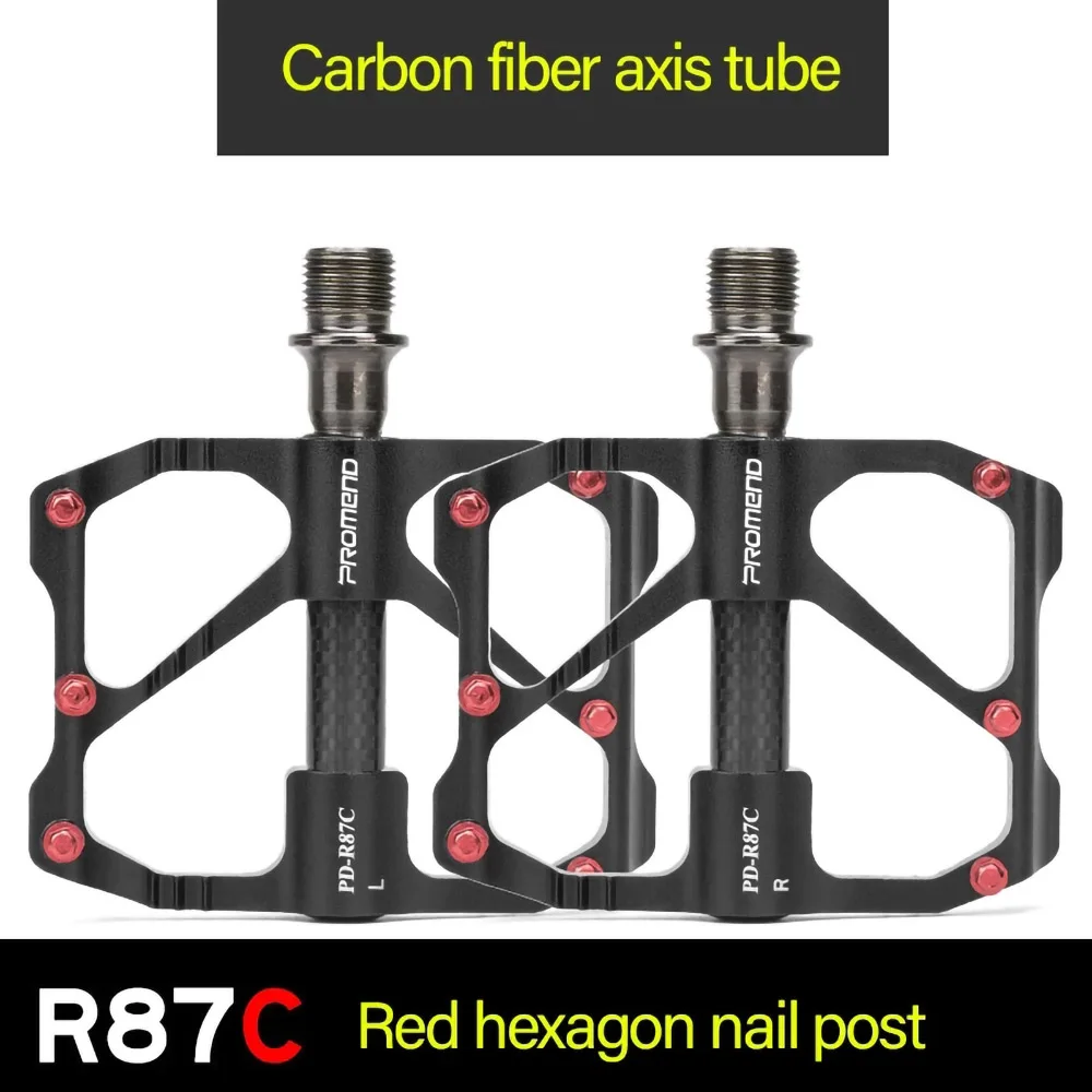 Promend Mountain Road Bike Pedals Carbon Axis Core Non-Slip Aluminum Alloy 3 Bearing Flat Wide Pedals Bike Accessories