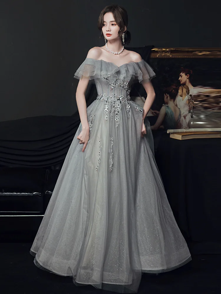 

Выпускные платья 2023, сексуальное темпераментное банкетное платье с вырезом лодочкой и открытой спиной, изысканное платье Quinceanera с аппликацией в стиле ретро