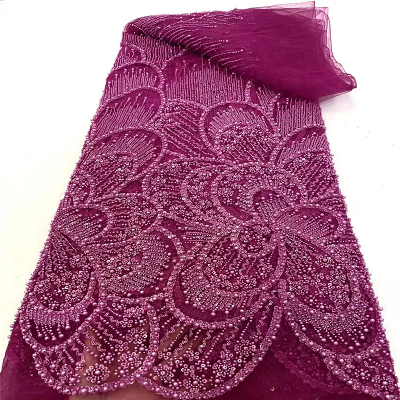 6yards/color Floral Bead Tube Sequin Embroidered Mesh Gauze Lace Fabric For Wedding Dresses DIY Craft Garment Accessories