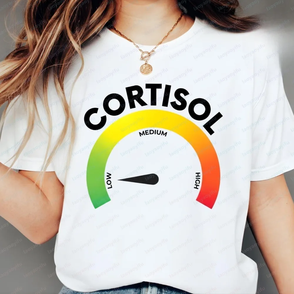 Low Cortisol Level Funny Stress Meme Tshirt Internet Humor Adult Joke Gift for Men Women T Shirt Casual Fashion Loose Summer Tee
