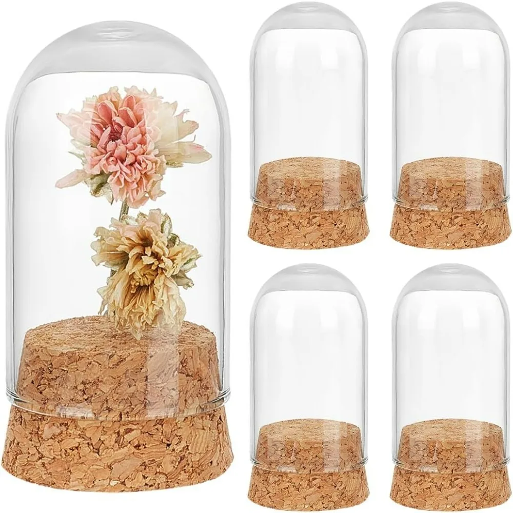 4pcs Mini Glass Jars Small Glass Display Dome Cloche with Cork Small Glass Bottles Dome Decorative Jars Cloche Display Case