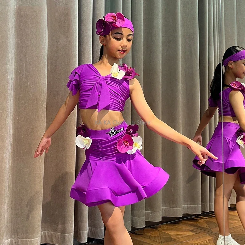 女の子のラタンダンスドレス、rumba、tango、salsa、samba、コンペティション、バスルーム、ブルー