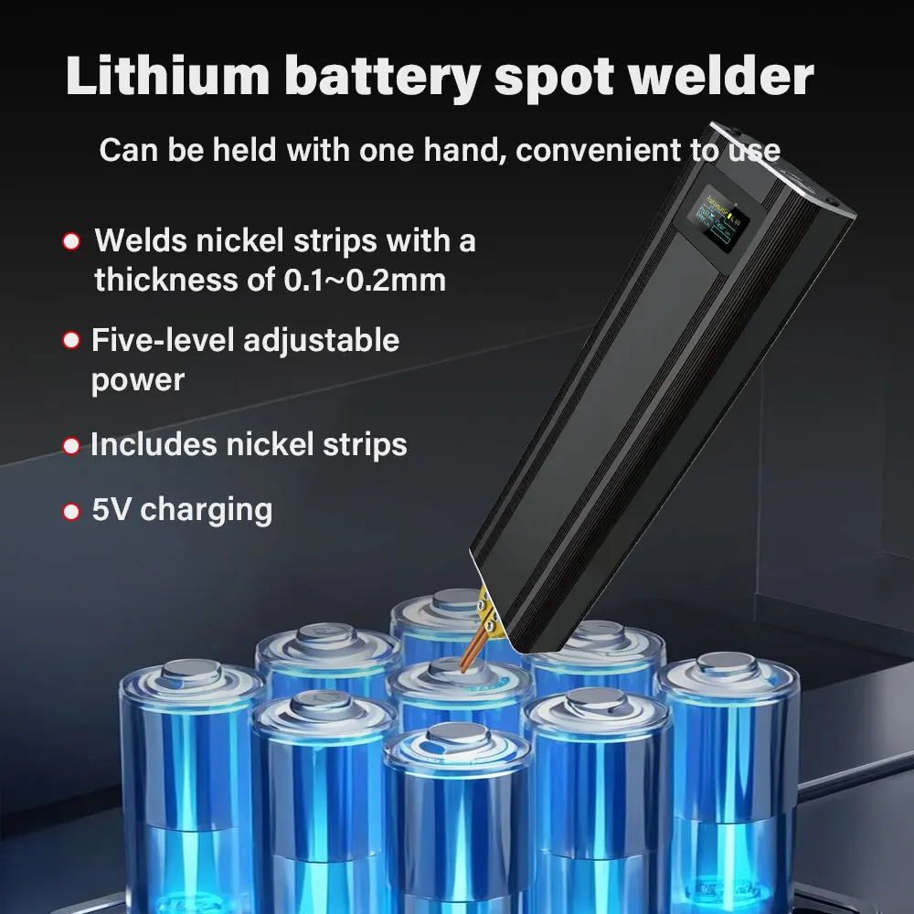 Seesii 80 Gears Spot Welder with Digital Display Upgraded Handheld Mini Portable Spot Welder Welding Nickel Sheets 0.1-0.2mm