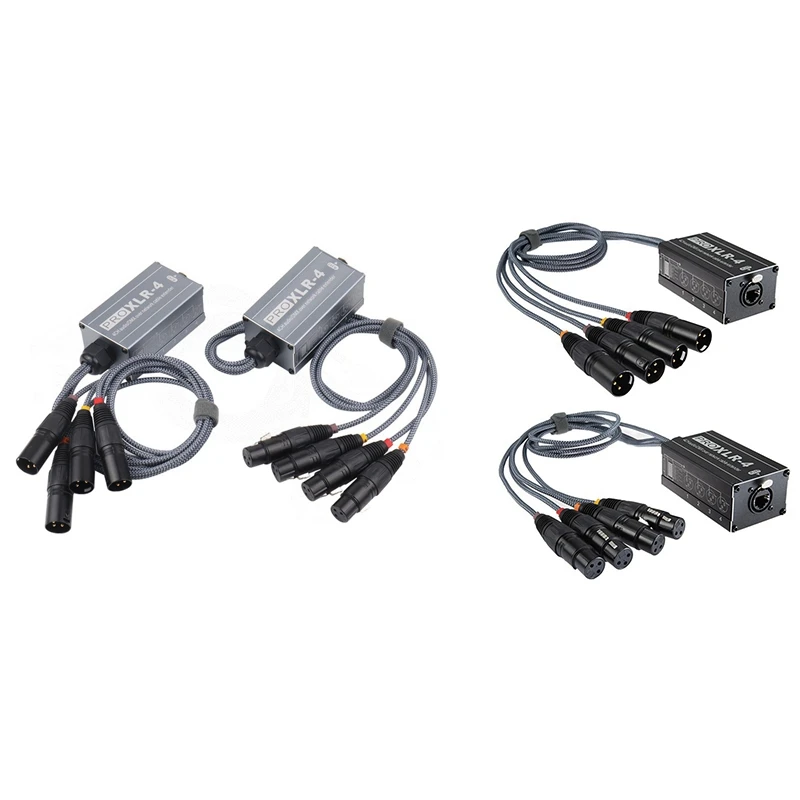 XLR Male/Female 4 Channel Snake 3Pin XLR/DMX To Ethercon RJ45 Cat5/Cat6 Ethernet Extender (1Pair)