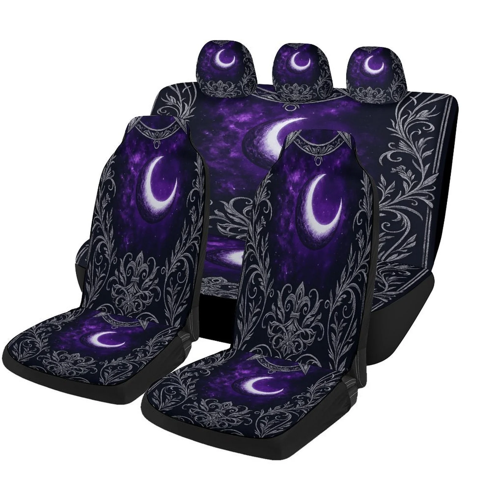 

Moonlit Night Themed Car Seat Covers Set For Most Cars, Fashionable Comfortable Decorative Car Seat Protector Covers Full Set, U