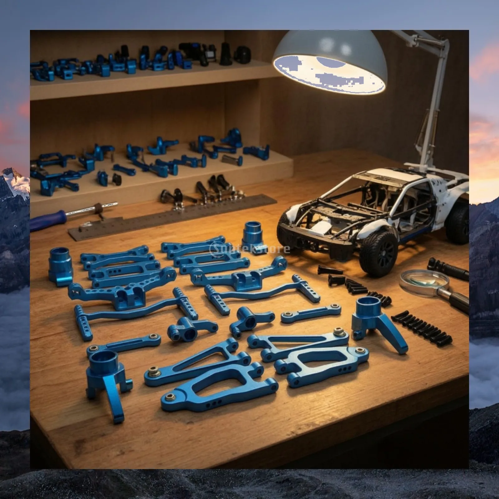 RC Car Chassis Metal Linkage Upgrade for 18101 18102 Hobby 1 18 Scale Anodized Steering Parts Black Mounting Screws Kit