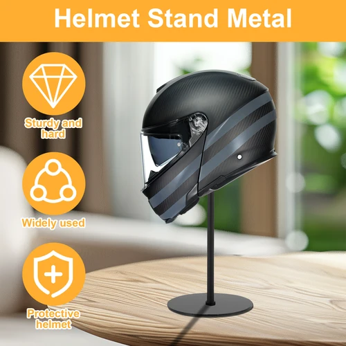 Imagen 2 del producto Soporte para casco, soporte de exhibición para casco de escritorio con Base estable, soporte de Metal para exhibición de casco de motocicleta, estante versátil para casco