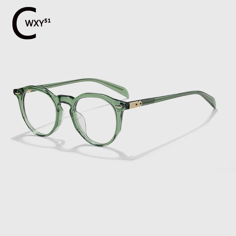 Acetate Fiber New Business Men's Eyeglasses Frame SHERI Tortoise-shell Hand Designer UV400 Women's Myopia Glasses Can Carve LOGO