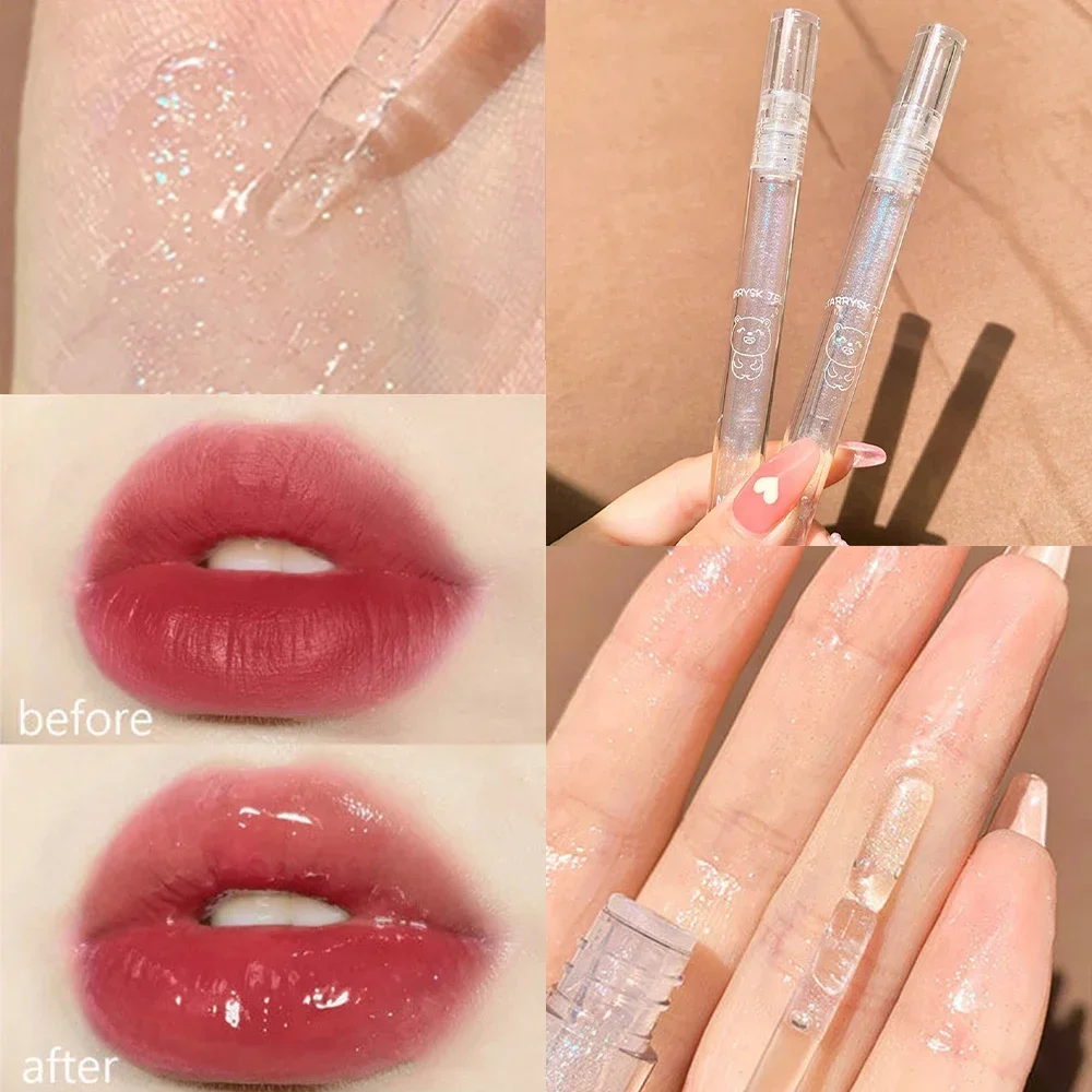 High Glossy Transparent Lip Gloss Lasting Moisturizing Nourishing Shiny Crystal Jelly Lipstick Reduce Lip Lines Makeup Cosmetics