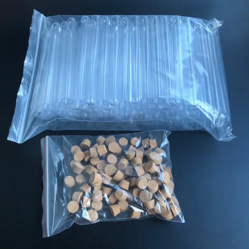 20/50/100 szt. Probówek laboratoryjnych z przezroczystego plastiku 18x180mm z korkami, tubki na upominki ślubne — zdjęcie produktu 5