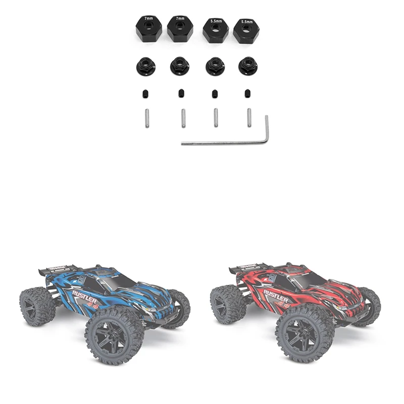 Metal Hex Wheel Hubs Pins And M4 Flanged Lock Nuts Set For Traxxas Slash 2WD 1/10 Upgrade Parts Replace 1654 3654