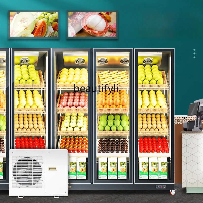 

Supermarket Wind Screen Fruit Preservation Industrial Refrigerator Refrigerated Split Display Cabinet Freezer Fruit Shop