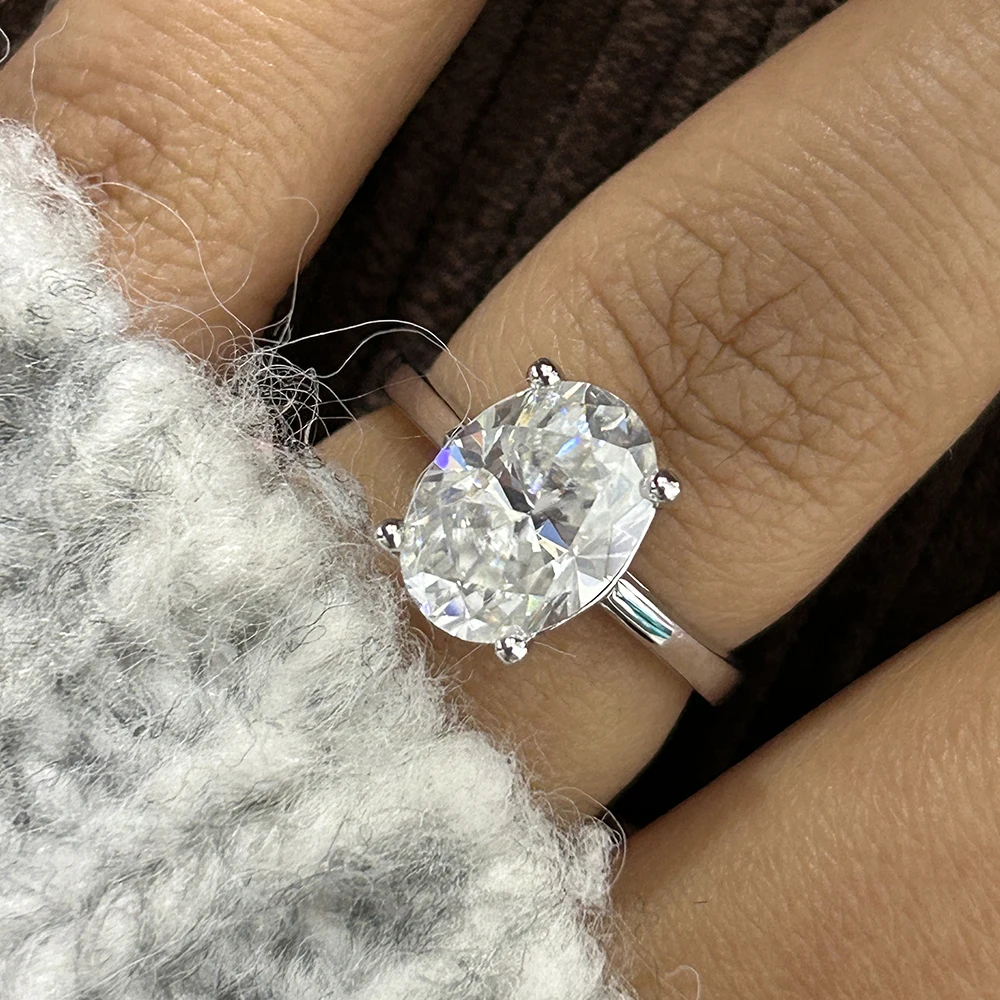 1/2/3 Carat Oval Cut Moissanite Engagement Rings for Women Gra Certified 925 Sterling Silver Solitaire Lab Diamond Wedding Band