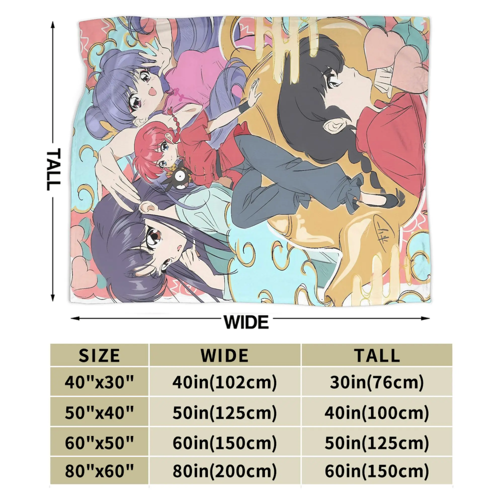 Koc Ranma Saotome Ciepły Miękki Kocyk Dziecięcy Dorosły Pluszowa Narzuta na Łóżko Puszysta Flanelowa Narzuta na Łóżko Sofa Pokrowiec na Łóżko