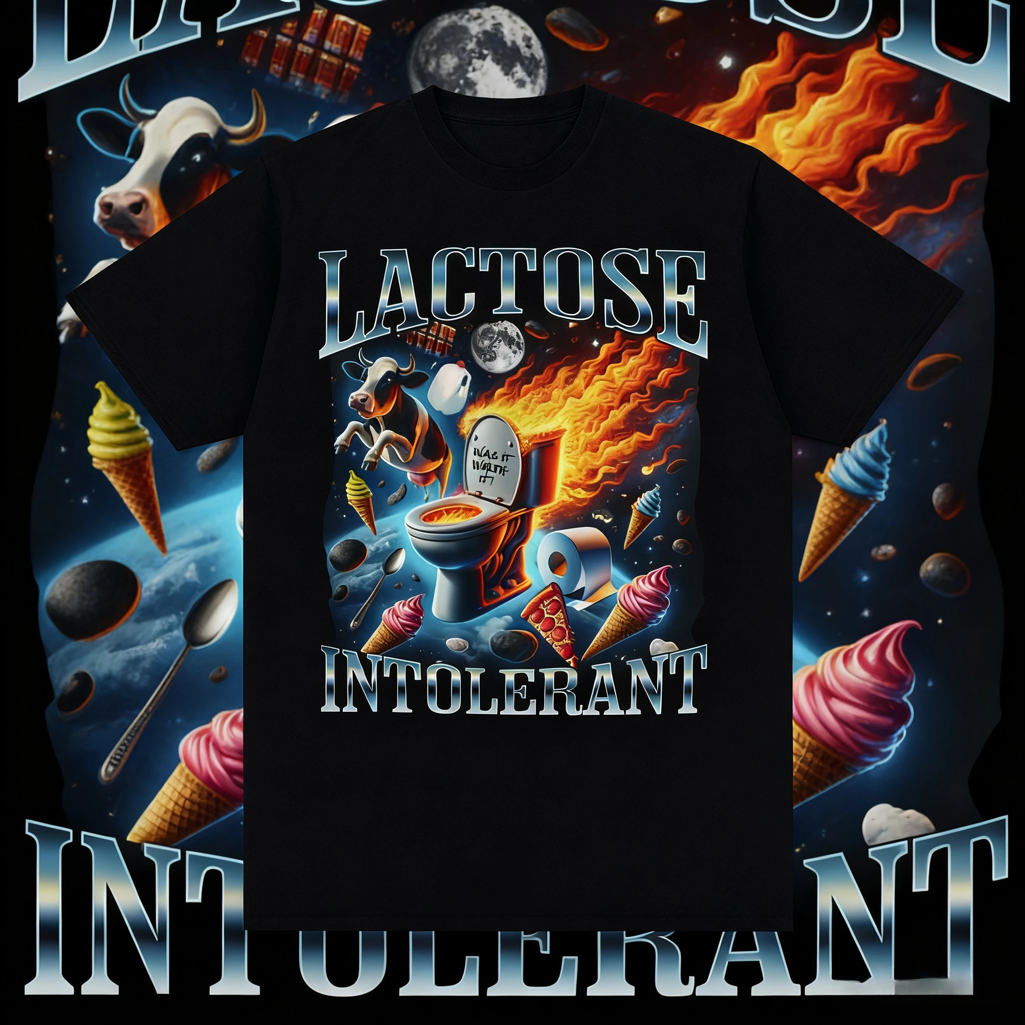 

25/26 Meme Lactose Intolerant Fun T-shirt, Retro Men's and Women's Printed Long-sleeved T-shirt, Humorous T-shirt