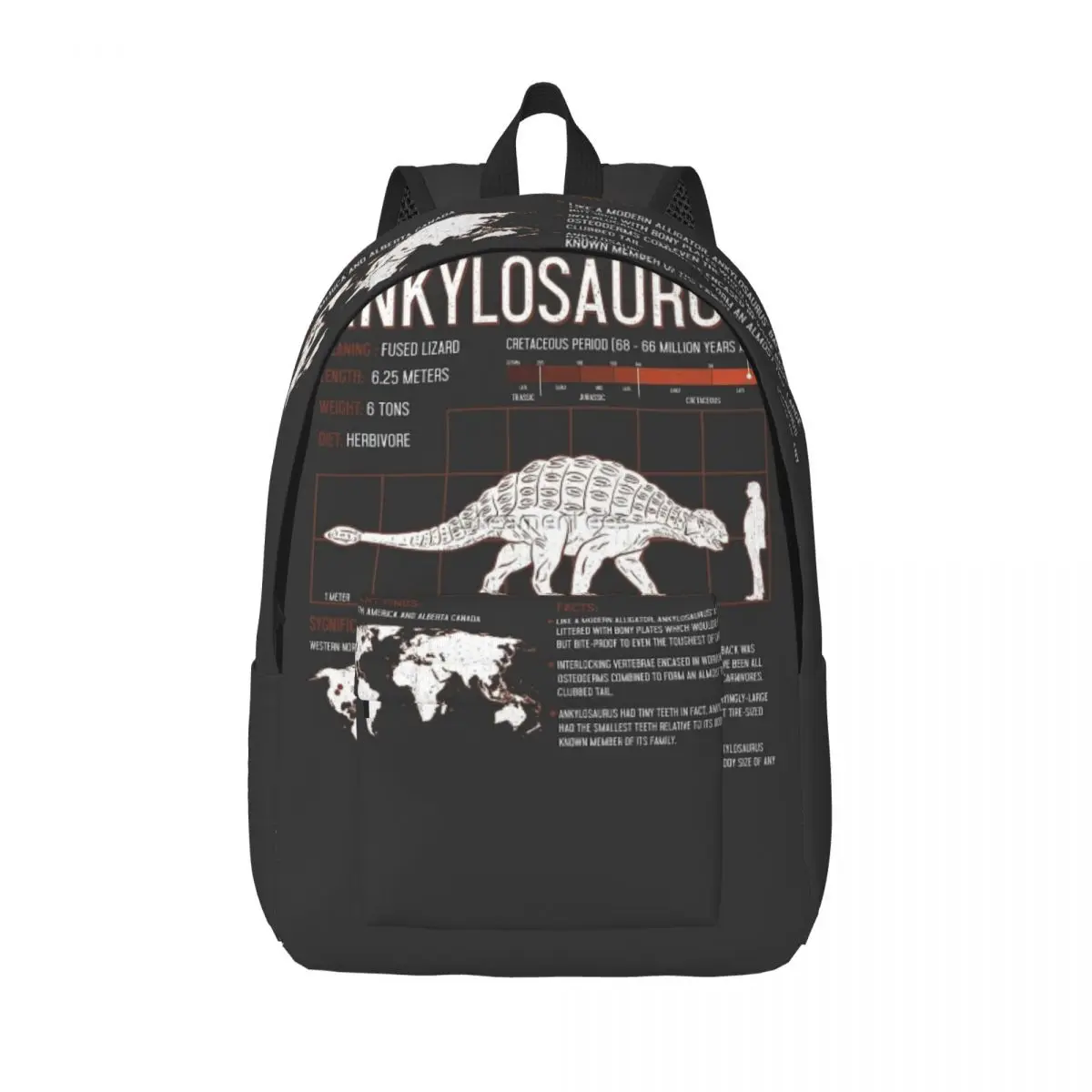 

Ankylosaurus Dinosaur Facts Science Backpack for Men Women Teenage Student Hiking Travel Daypack Jurassic Dino Laptop Canvas Bag