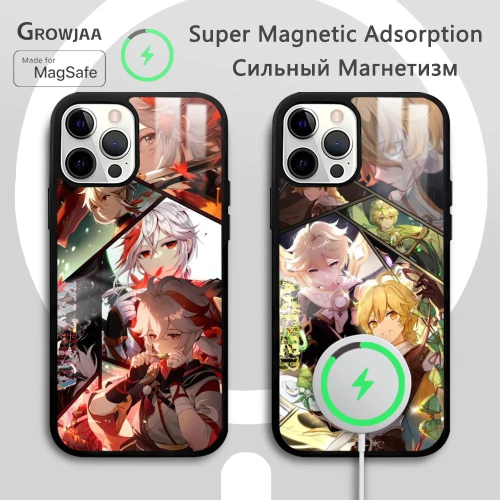 Kaedehara Kazuha Aether Funda de teléfono para IPhone 16 15 14 13 12 11 Pro Max Plus Mini Magsafe espejo Funda magnética inalámbrica