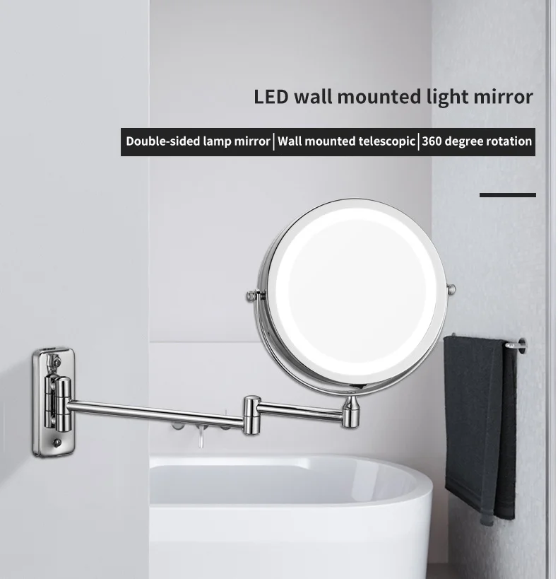 3X Bathroom Smart LED Mirror High Quality 7inch Cosmetic Mirror Wall Mounted Mirror