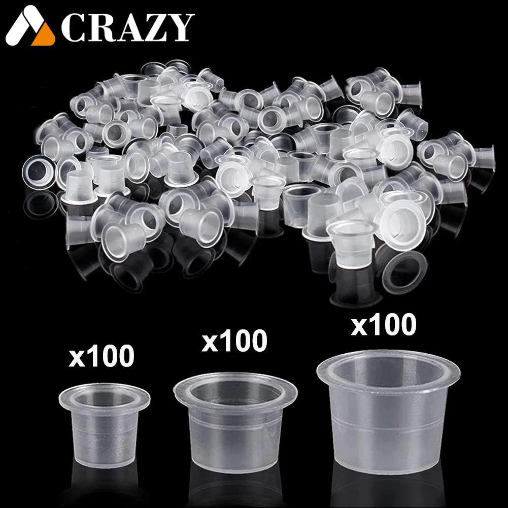 

300pcs Mix Tattoo Ink Cups Microblading Tattoo Ink Caps with 8mm 11mm 15mm Pigment Ink Holder Container for Tattoo Accessories