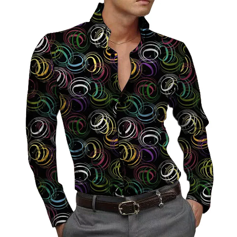 Nigerian Fashion Print Full Sleeves Men\'s Shirts Tailor Design Turn Down Collar Tops Customized African Festival Party Wear