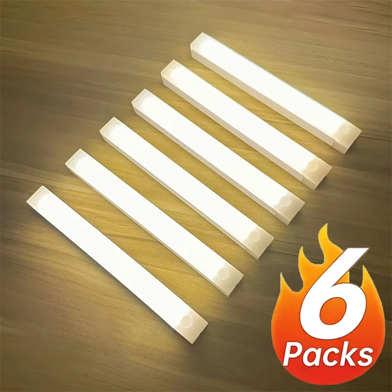 LED Motion Sensor Lamp Night Light Wireless Type-C Rechargeable Cabinet Light For Kitchen Bedroom Wardrobe Staircase Lighting