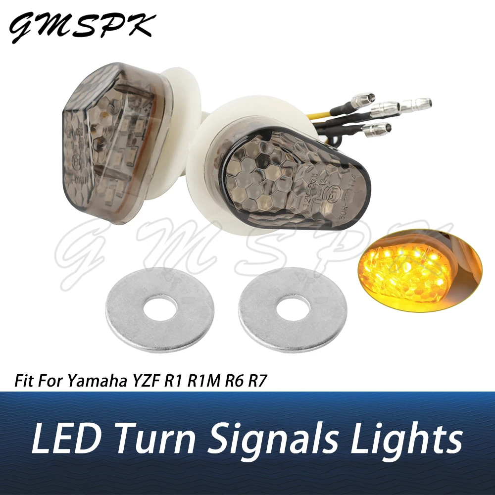 

Motorcycle Front LED Turn Signal Flasher Light Indicators Flashing Lamp Fit For YAMAHA YZF R1 YZFR1M 2015-2025 YZF R6 R7 YZFR6