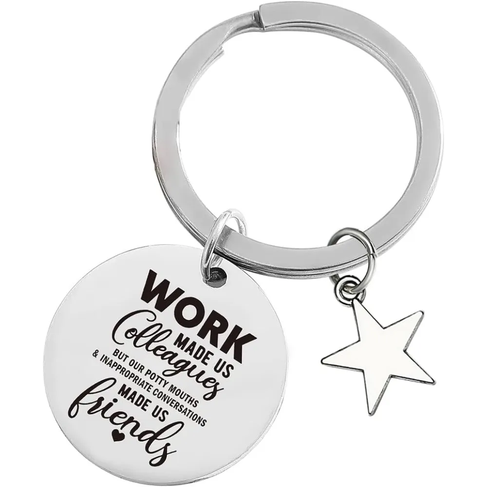 For 1Pcs  Round Stainless Steel Keychain with Stars, Backpack Pendant, Decoration, Gift for Friends, Classmates, and Colleagues