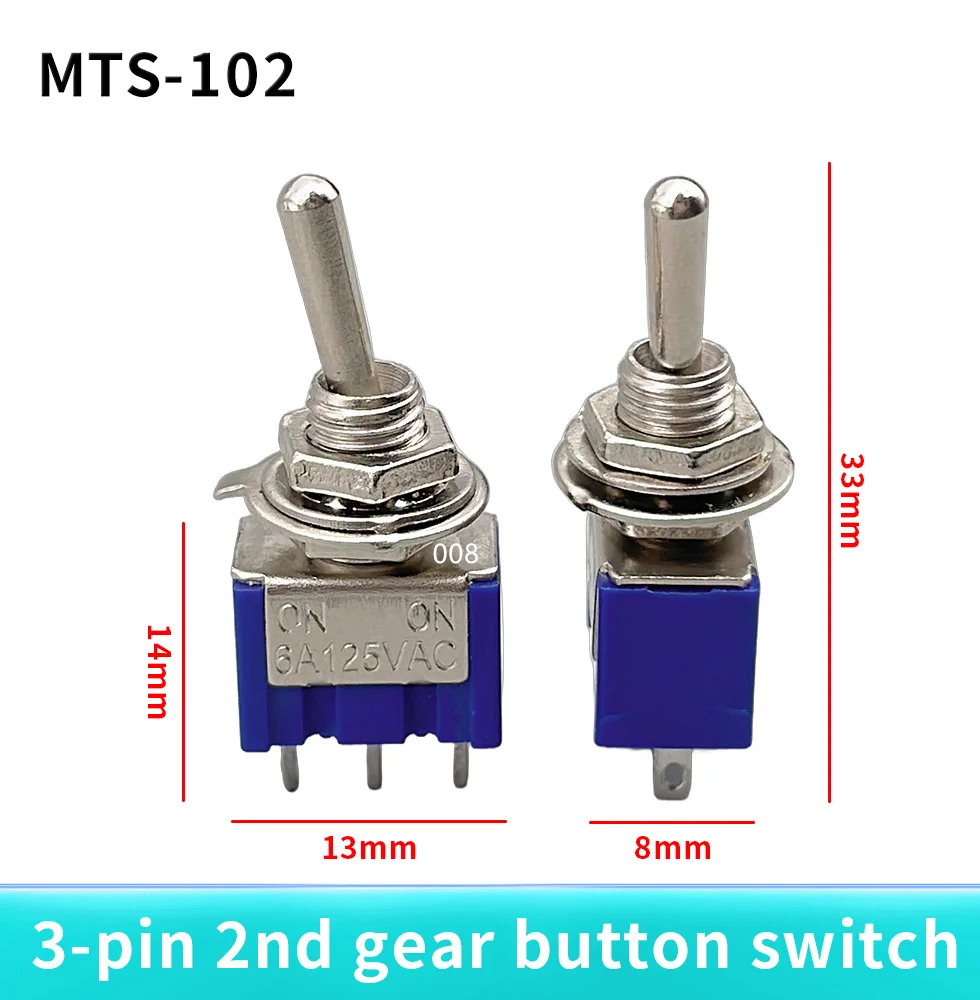 5 Pcs MTS-102 AC AUF-AUF SPDT 2 Position Rast Kippschalter 6A 125V S Förderung!