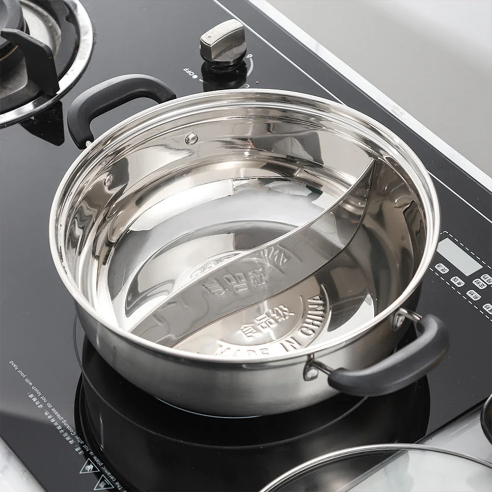 

1pc 304 Stainless Steel Glass Duck Pot Rustproof Hot Pot Anti-Scald Handle Grid Design for Stoves