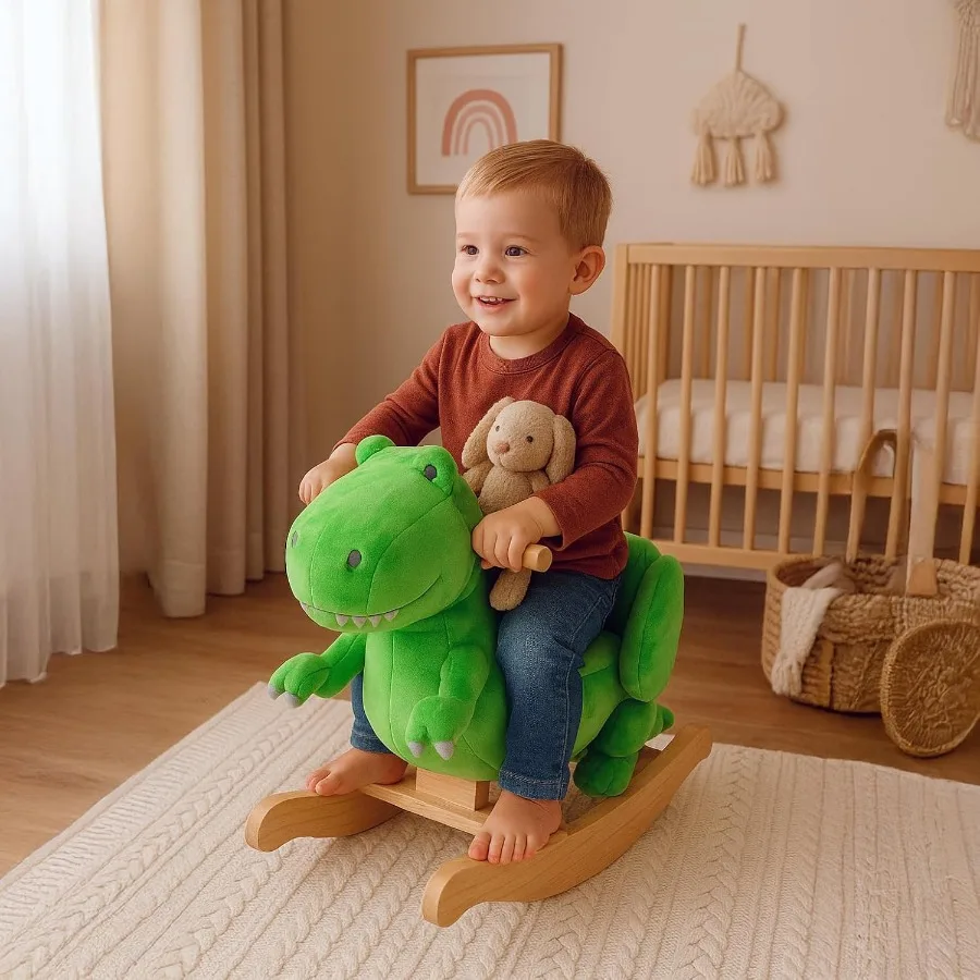 Hobbelpaard Dierendinosaurus voor kinderen van 10-36 maanden, 25 x 13 x 18 inch