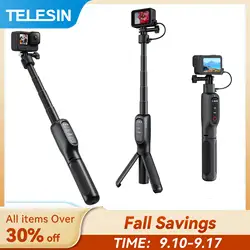 TELESIN 5000Mha 360 °   Palo de Selfie con carga de rotación, Banco de energía, trípode de control remoto para Gopro Hero 12 11 10 9 MAX, accesorios