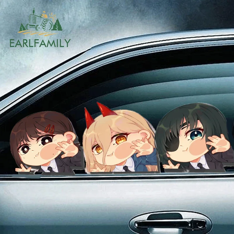 

EARLFAMILY 13cm for Power Makima Anime Car Sticker Windows Refrigerator Decal Bumper Personality Beautiful Campervan Graphics