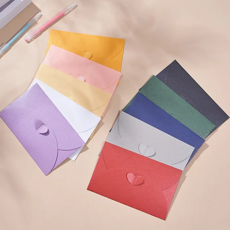 50pcs/lot 17.5x11cm Envelope High-grade 250g Pearlescent Paper Love Buckle Envelopes for Wedding Invitation Supplies Stationery