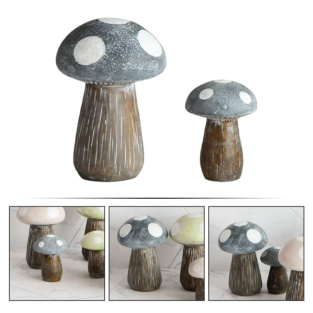 

2pcs Mushroom Decor Resin Garden Ornament Outdoor Lawn Decoration Mushroom For Micro Landscape Bonsai Desktop Prop
