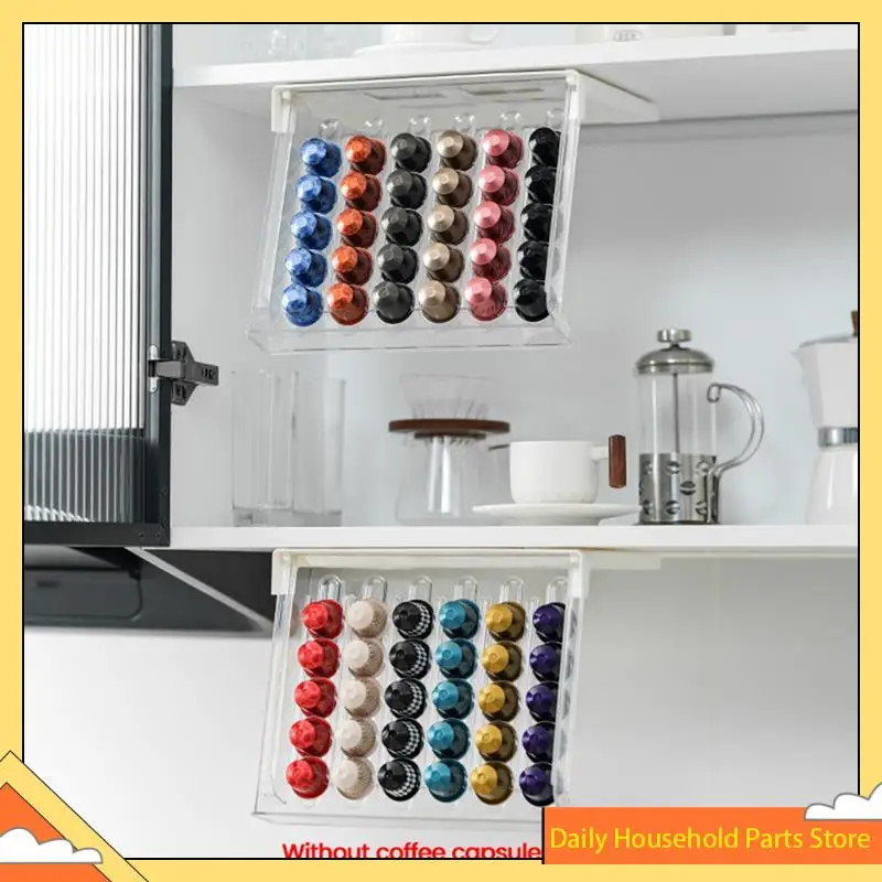 

Coffee Pod Capsule Organizer Fornespresso Pods Holder 30-Capacity Clear Drawer Organizer & Stand Forunder Cabinet HOT!