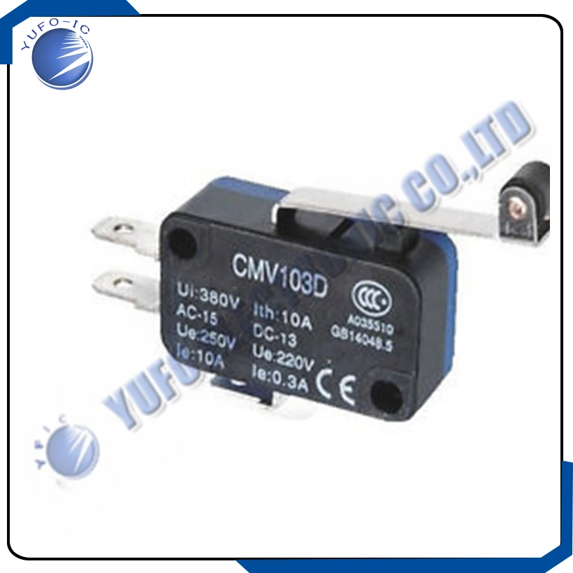 Free Shipping One Lot 2Pcs Roller Lever Limit Micro Switches V-166-1C25 CMV103D Long AK