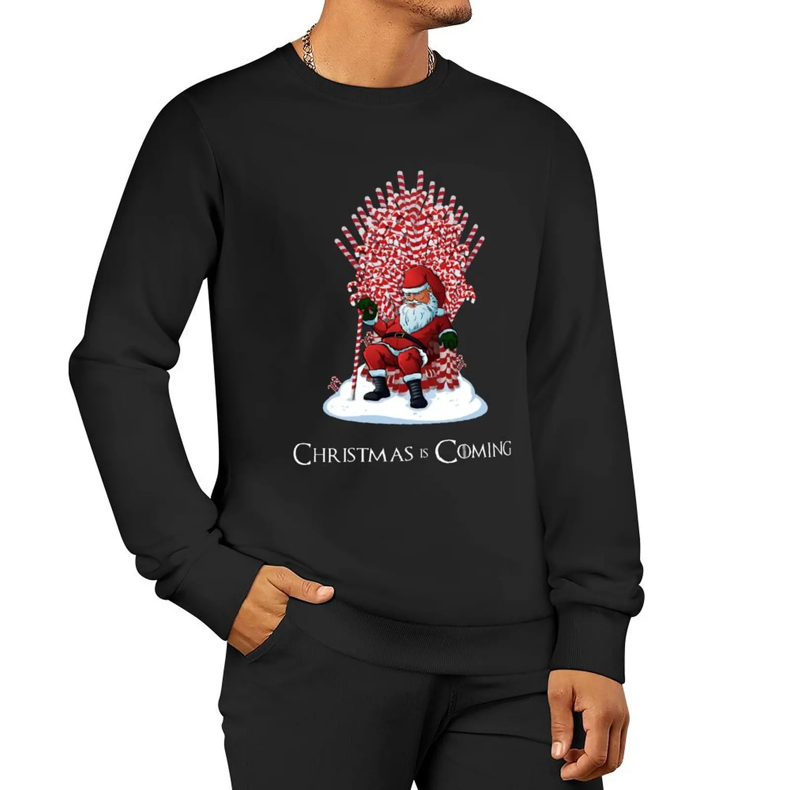 

Christmas Is Coming Santa Candy Cane Throne Sweatshirt korean clothes anime clothing men wear new in hoodies & sweatshirts