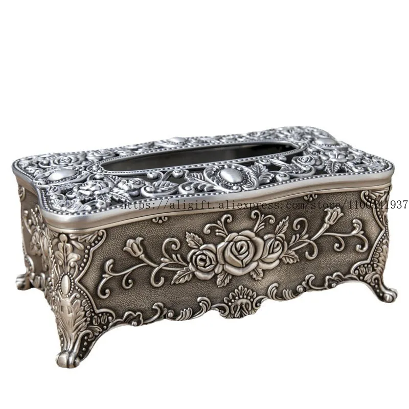 صندوق مناديل معدني على الطراز الأوروبي بتصميم عتيق للمنزل والفندق KTV صندوق مناديل إبداعي مجوف ومنحوت لغرفة المعيشة وغرفة الطعام #6