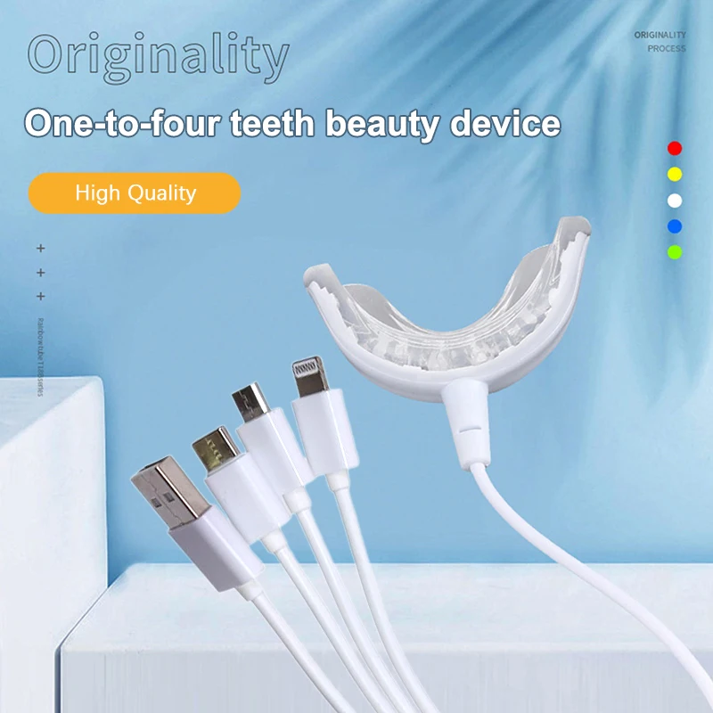 Blanqueador dental 4 en 1, 16 luces Led inteligentes temporizadas, portátil, recargable por USB, luz azul, cuidado bucal, blanqueamiento dental