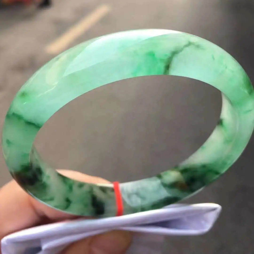 

Myanmar Jadeite Ice Transparent True Color Floating Flower Perfect Bracelet Emerald Jade Bangle Fine Class A Jewelry Hand Ring