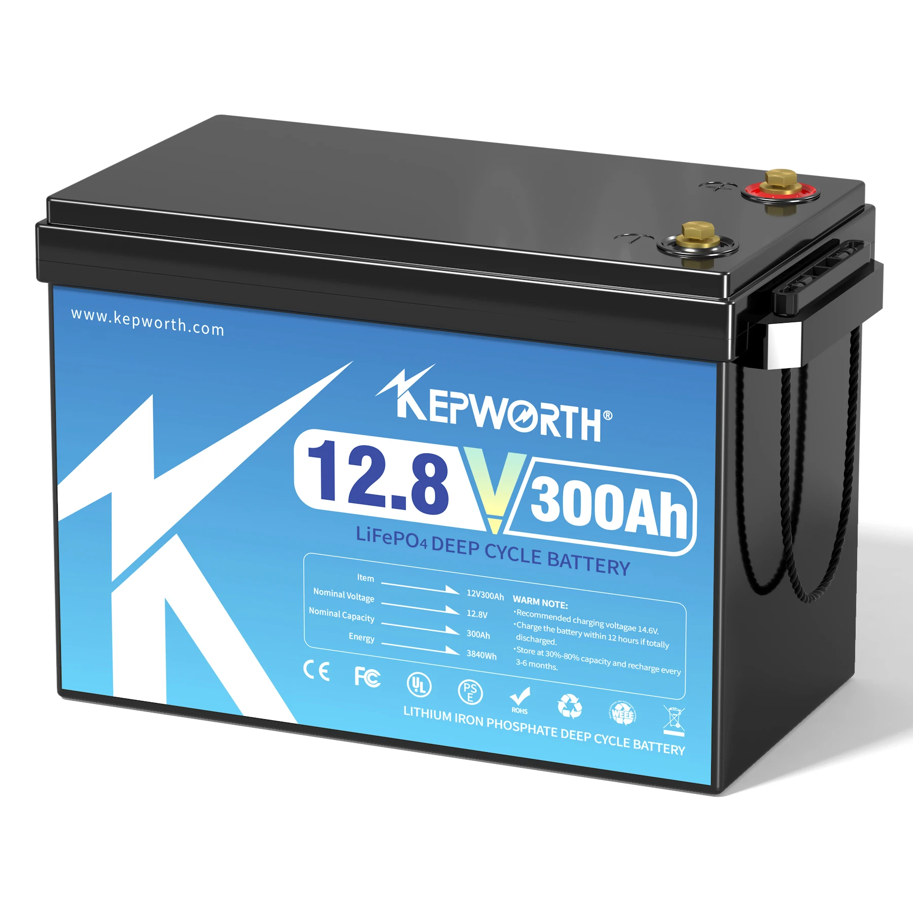 Kepworth 12V 300ah Lithium-Ijzerfosfaatbatterij Met Verbeterde Bms 6000 Cycli Voor Rv-Campers Golfkar Off-Road Off-Grid