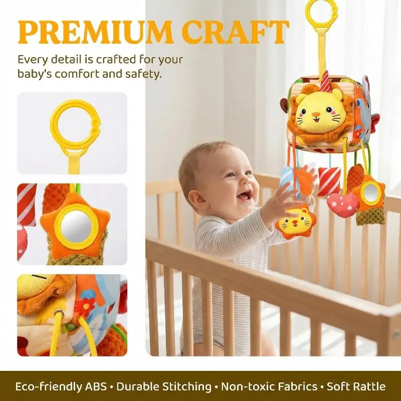 

Подвесная игрушка-погремушка на кроватку с завязками, игрушка для автокресла, развивающая игрушка-погремушка для новорожденных от 0 до 6 месяцев, можно грызть, подарки для новорожденных