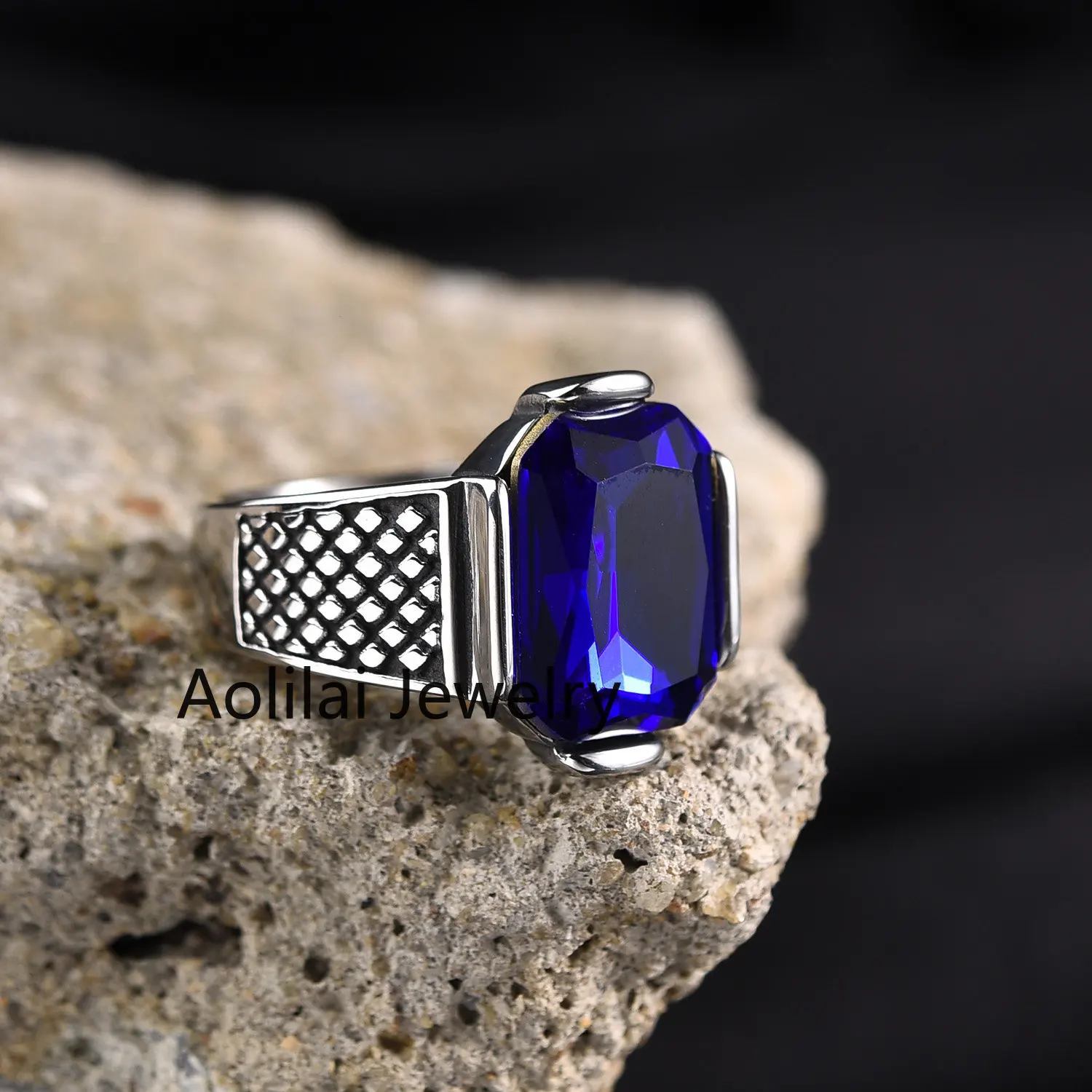 Men's High Quality Stainless Steel Onyx Gemstone Ring