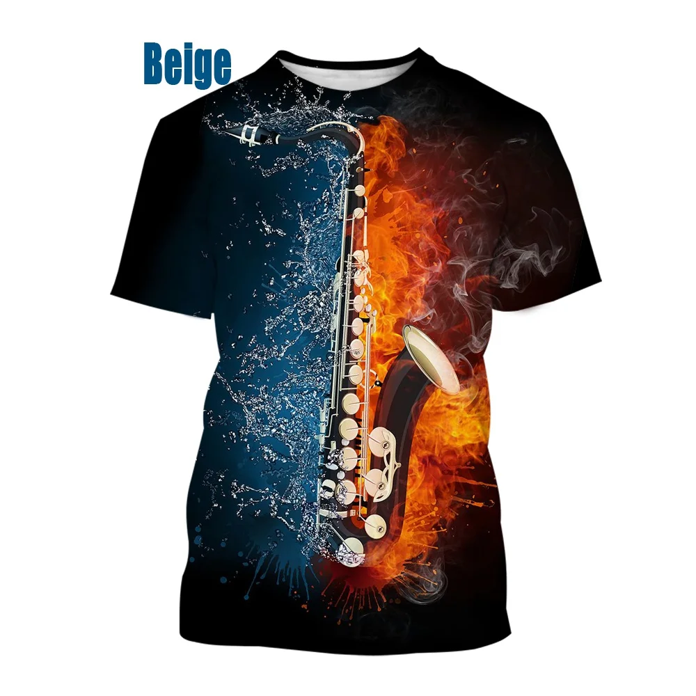 Men Women 3d Saxophone T Shirt Hip Hop Music 3d Printed Short Sleeve Summer Tops