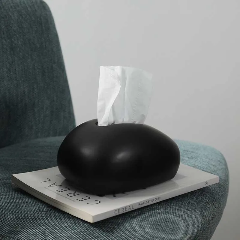 Modern black and white ceramic tissue box, living room coffee table ornament, napkin box, paper box, creative decoration