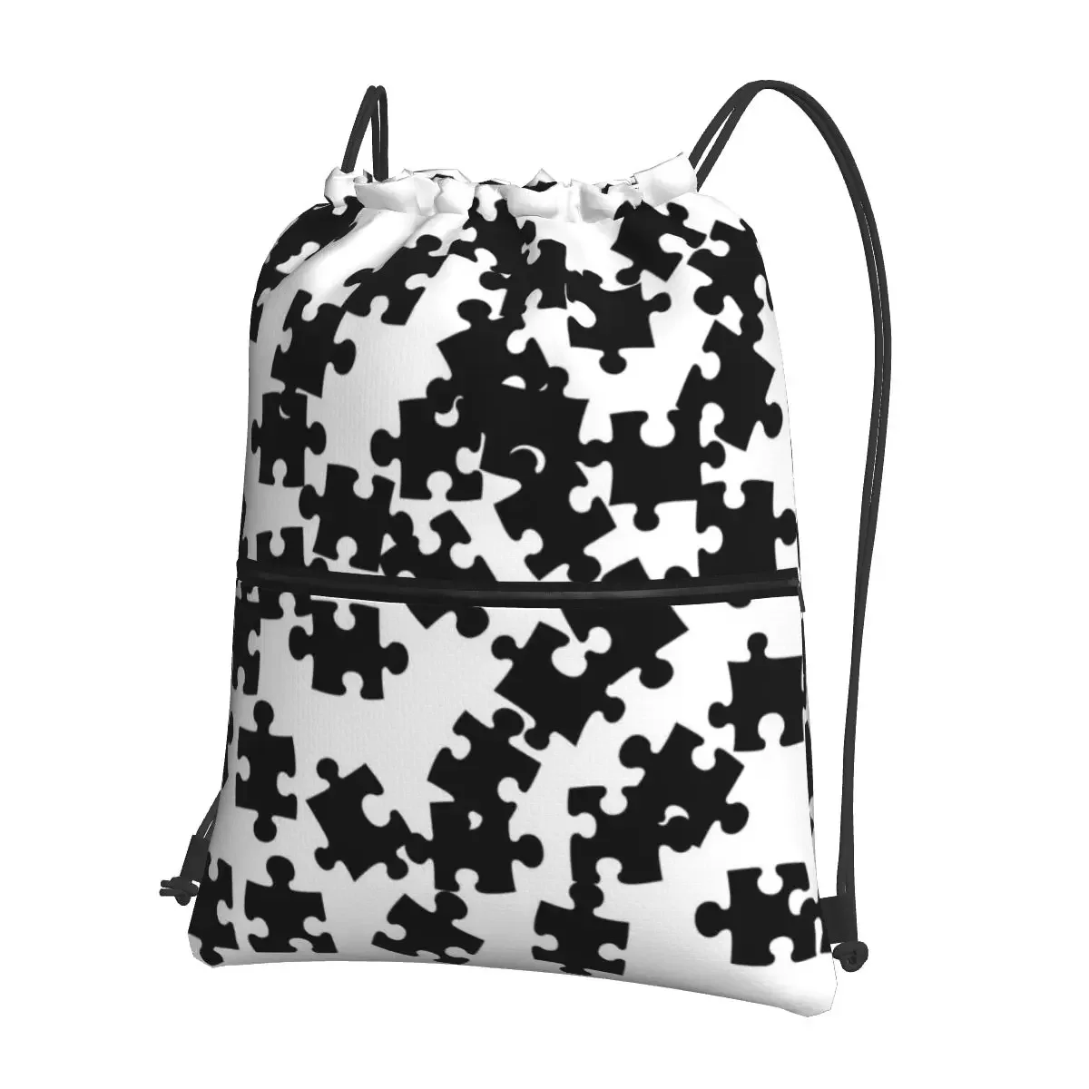 Puzzle Party Jigsaw Puzzles Black White Pattern Puzzle Pieces Teamwork Game Night Backpacks Drawstring Bag Storage Bags Sports